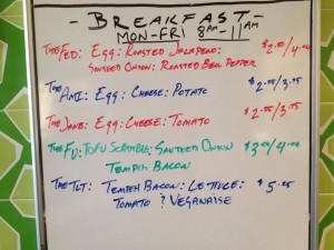 Maoz Austin breakfast menu